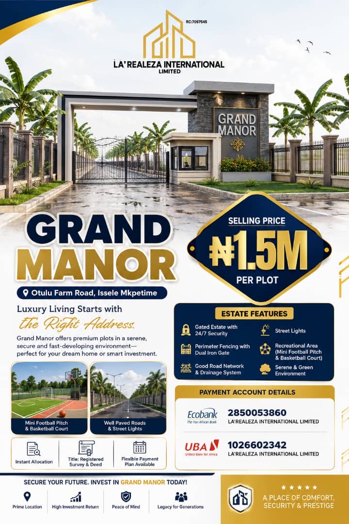 Grand Manor Ambience | Premium Estate Plots in Isele Mkpetime, Delta State