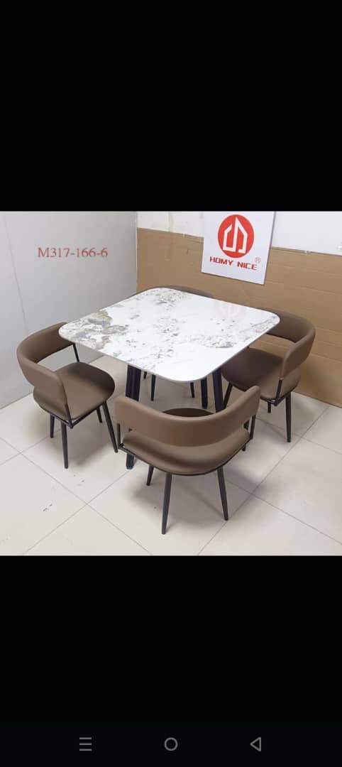 Premium Marble-Top Dining Set with Ergonomic Chairs